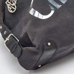 Chloe Black Canvas and Leather Logo Printed Weekender Bag
