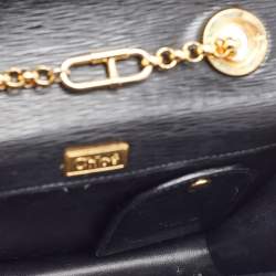 Chloe Black Leather Flap Chain Link Crossbody Bag
