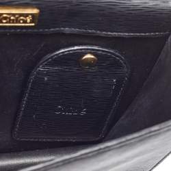Chloe Black Leather Flap Chain Link Crossbody Bag