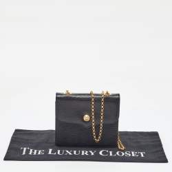 Chloe Black Leather Flap Chain Link Crossbody Bag
