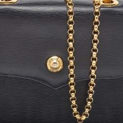 Chloe Black Leather Flap Chain Link Crossbody Bag