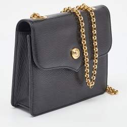 Chloe Black Leather Flap Chain Link Crossbody Bag