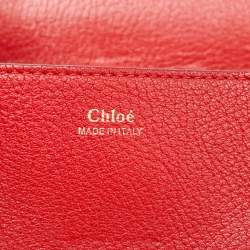 Chloe Red Leather Medium Drew Flap Chain Crossbody Bag
