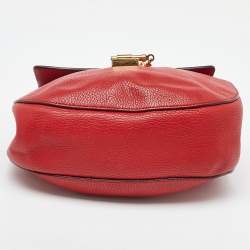 Chloe Red Leather Medium Drew Flap Chain Crossbody Bag