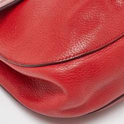Chloe Red Leather Medium Drew Flap Chain Crossbody Bag