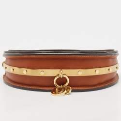 Pre Owned Chloe Brown Leather Small Nile Bracelet Minaudiere Bag