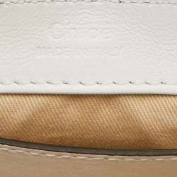 Pre Owned Chloe White Croc Embossed Leather Mini C Flap Top Handle Bag