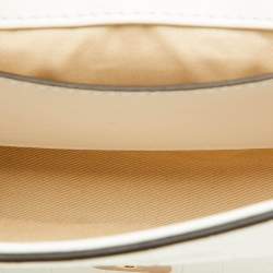 Pre Owned Chloe White Croc Embossed Leather Mini C Flap Top Handle Bag