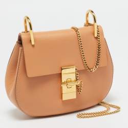 Chloe Peach Leather Small Drew Shoulder Bag