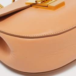 Chloe Peach Leather Small Drew Shoulder Bag