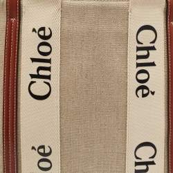 Chloe Beige/Brown Canvas Medium Woody Tote