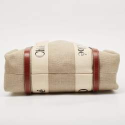 Chloe Beige/Brown Canvas Medium Woody Tote