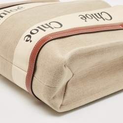 Chloe Beige/Brown Canvas Medium Woody Tote