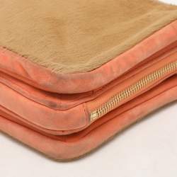 Chloe Beige/Peach Calf Hair and Suede Chain Shoulder Bag