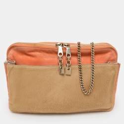 Chloe Beige/Peach Calf Hair and Suede Chain Shoulder Bag