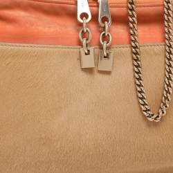 Chloe Beige/Peach Calf Hair and Suede Chain Shoulder Bag