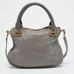 Chloe Grey Leather Medium Marcie Shoulder Bag