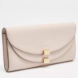 Pre Owned Chloe Beige Leather Georgia Flap Continental Wallet
