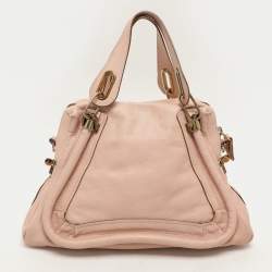 Pre Owned Chloe Peach Leather Medium Paraty Bag