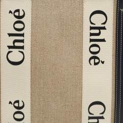 Chloe Black/Beige Canvas Medium Woody Tote