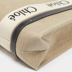 Chloe Black/Beige Canvas Medium Woody Tote