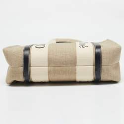 Chloe Black/Beige Canvas Medium Woody Tote