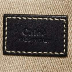 Chloe Black/Beige Canvas Medium Woody Tote