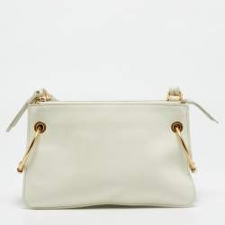 Chloe White Leather Double Zip Roy Shoulder Bag