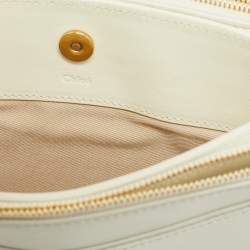 Chloe White Leather Double Zip Roy Shoulder Bag