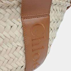 Chloe Beige Brown Leather and Raffia Chloe Sense Small Basket  Bag
