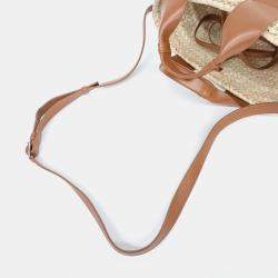 Chloe Beige Brown Leather and Raffia Chloe Sense Small Basket  Bag