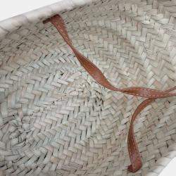 Chloe Beige Brown Leather and Raffia Chloe Sense Small Basket  Bag