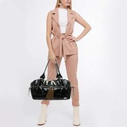 Chloe Black Quilted Patent Leather Bay Satchel