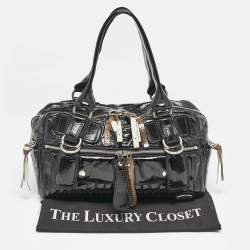 Chloe Black Quilted Patent Leather Bay Satchel