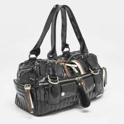 Chloe Black Quilted Patent Leather Bay Satchel