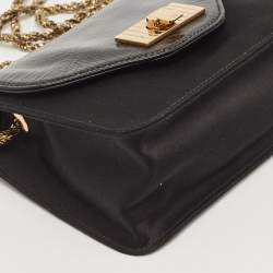 Chloe Black Satin and Patent Leather Mini Sally Shoulder Bag