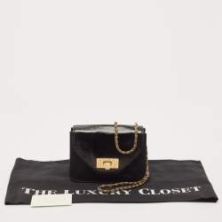Chloe Black Satin and Patent Leather Mini Sally Shoulder Bag