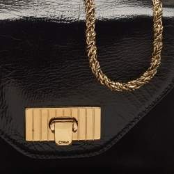 Chloe Black Satin and Patent Leather Mini Sally Shoulder Bag