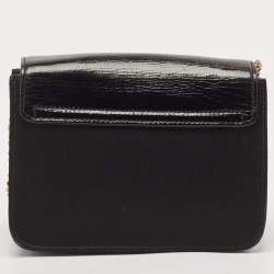 Chloe Black Satin and Patent Leather Mini Sally Shoulder Bag