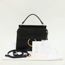 Pre Owned Chloé Black Leather and Suede Small Faye Shoulder Bag