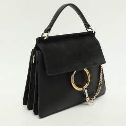 Pre Owned Chloé Black Leather and Suede Small Faye Shoulder Bag