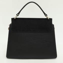 Pre Owned Chloé Black Leather and Suede Small Faye Shoulder Bag