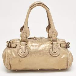 Pre Owned Chloe Gold Leather Medium Paddington Satchel