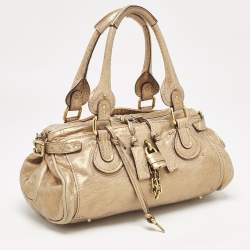 Pre Owned Chloe Gold Leather Medium Paddington Satchel