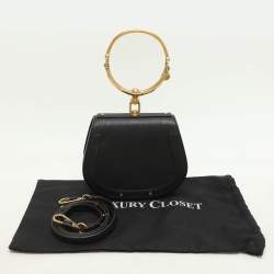 Chloé Black Leather and Suede Small Nile Bracelet Crossbody Bag