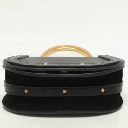 Chloé Black Leather and Suede Small Nile Bracelet Crossbody Bag