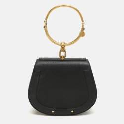 Chloé Black Leather and Suede Small Nile Bracelet Crossbody Bag