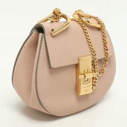 Chloe Peach Leather Nano Drew Shoulder Bag