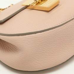 Chloe Peach Leather Nano Drew Shoulder Bag