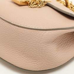 Chloe Peach Leather Nano Drew Shoulder Bag